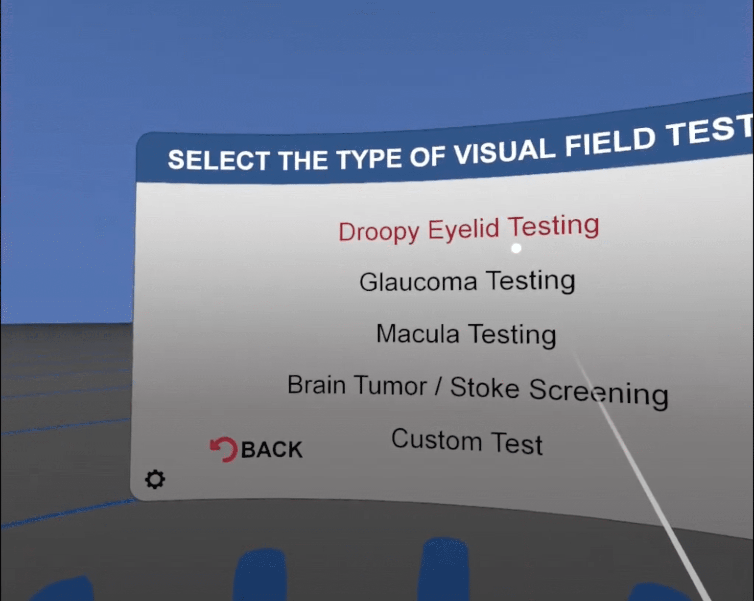 VR Eye Test Screen View